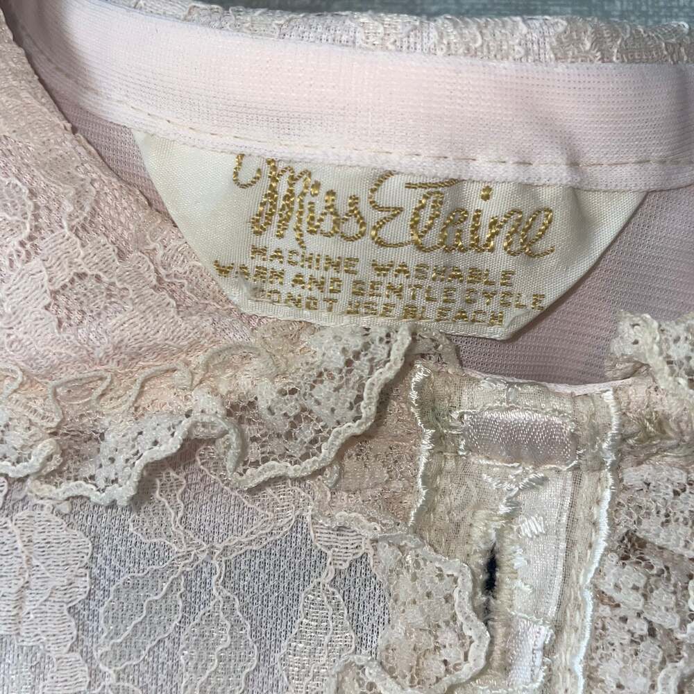Vintage Miss Elaine Pink Lace Robe Dressing Gown - Picture 5 of 6